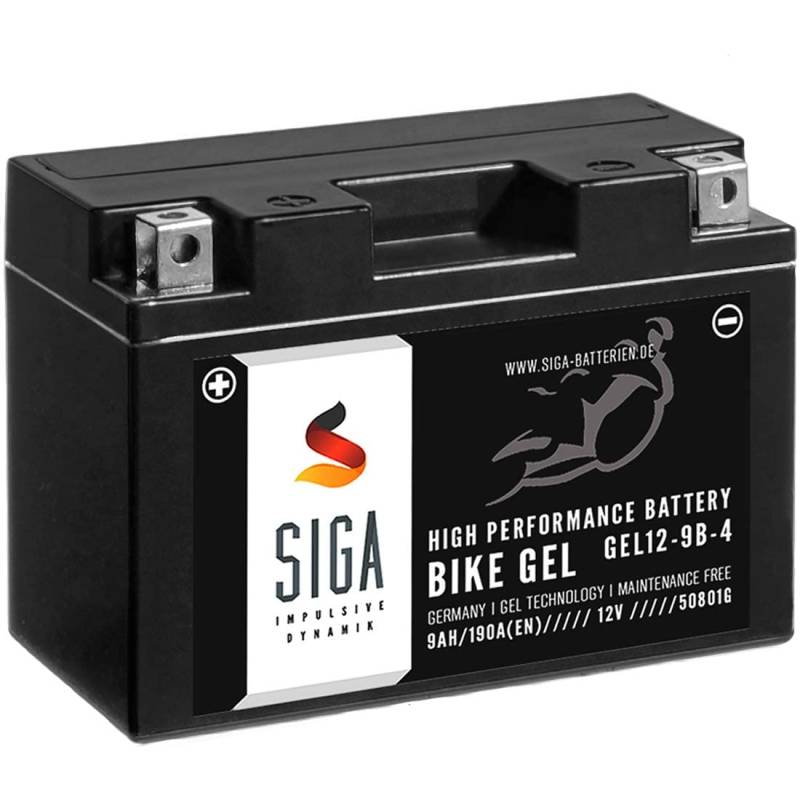SIGA GEL Motorradbatterie 12V 9Ah 190A/EN Gel Batterie YT9B-4 GEL12-9B-4 GT9B-4 YT9B-BS 50801 von SIGA IMPULSIVE DYNAMIK