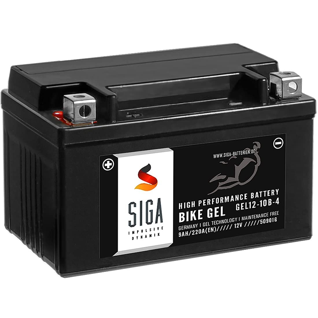 SIGA GEL Motorradbatterie 12V 9Ah 220A/EN Gel Batterie YTZ10-S GEL12-10B-4 YT10B-4 GTZ10-4 GT10B-4 TTZ10S-4 von SIGA IMPULSIVE DYNAMIK