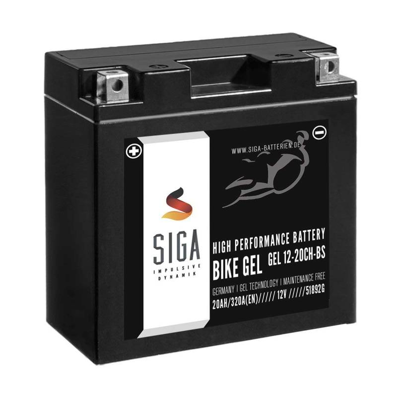 SIGA GEL Motorradbatterie 20Ah 12V 320A/EN Batterie YTX20CH-BS YTX20A-BS GEL12-20CH-BS GTXCH20-BS JMTX20A-BS 82002 von SIGA IMPULSIVE DYNAMIK