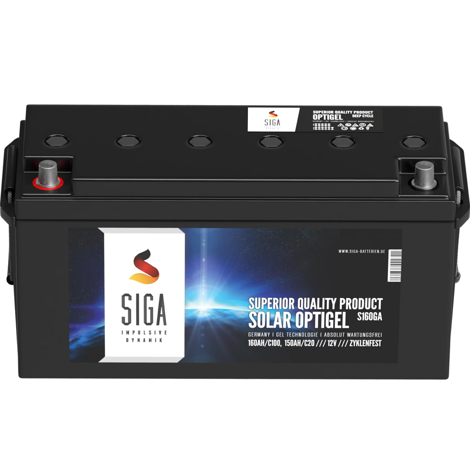 SIGA Gel-Batterie 12V 160Ah Solarbatterie Wohnmobil Batterie Bootsbatterie Versorgerbatterie Gel Akku Blei-Akku von SIGA IMPULSIVE DYNAMIK