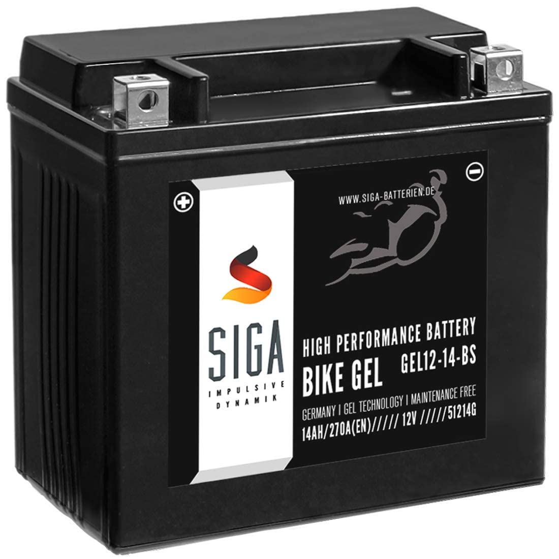 SIGA GEL Motorradbatterie 12V 14Ah 270A/EN GEL Batterie YTX14-BS GEL12-14-BS YTX14-4 von SIGA IMPULSIVE DYNAMIK
