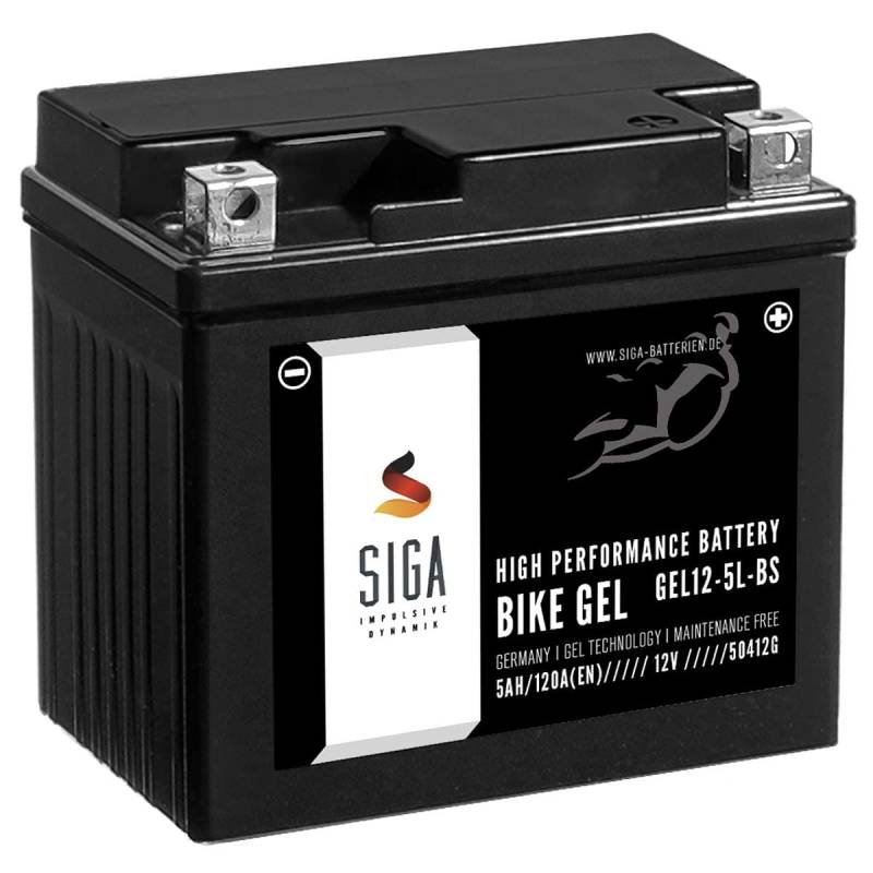SIGA Gel Motorradbatterie 12V 5Ah 120A/EN YTX5L-BS Gel Batterie GEL12-5L-BS YTX5L-4 CTX5L-BS ETX-5L-BS GTX5L-BS 50412LF von SIGA IMPULSIVE DYNAMIK