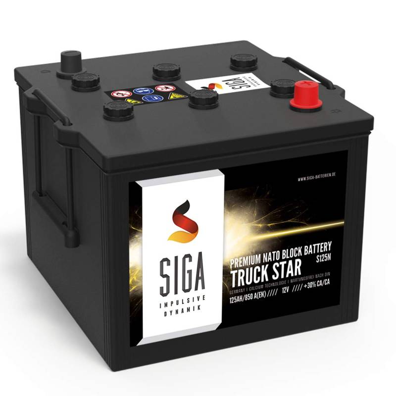 SIGA LKW Batterie 125Ah 850A/EN 12V NATO Block Starterbatterie Batterie Unimog Panzer Bundeswehr 110AH von SIGA IMPULSIVE DYNAMIK