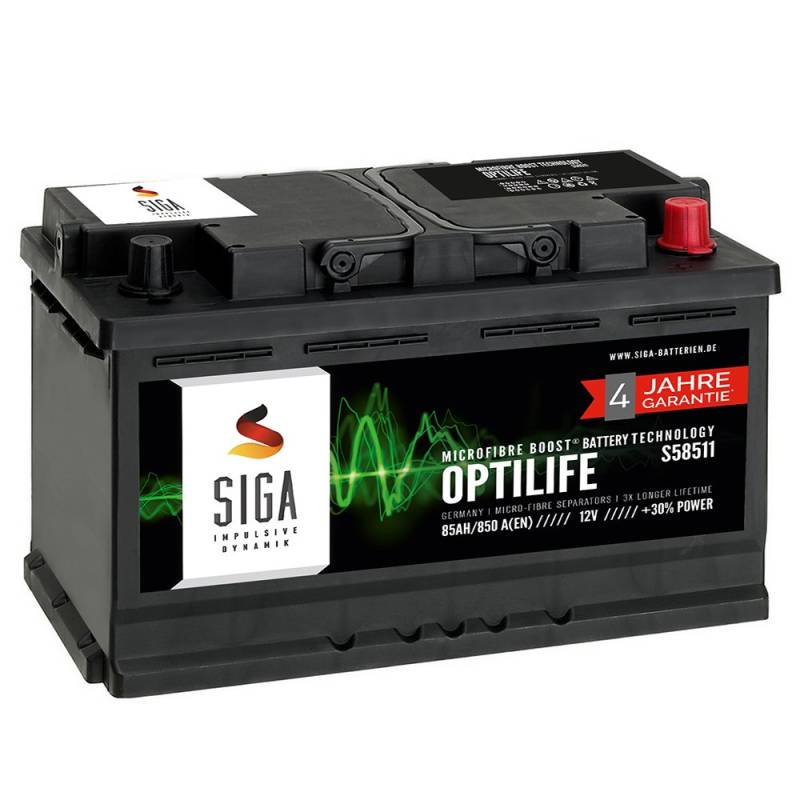 SIGA OPTILIFE Autobatterie 12V 85Ah **4 JAHRE GARANTIE** statt 80Ah 85Ah 90Ah von SIGA IMPULSIVE DYNAMIK