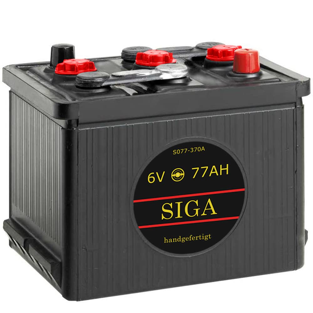 SIGA Oldtimer Batterie 6V 77Ah gefüllt geladen handgefertigt Oldtimer Batterie Autobatterie Starterbatterie von SIGA IMPULSIVE DYNAMIK