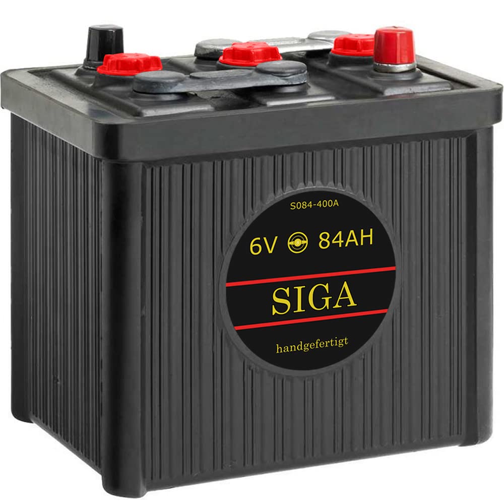 SIGA Oldtimer Batterie 6V 84Ah gefüllt geladen handgefertigt Oldtimer Batterie Autobatterie Starterbatterie von SIGA IMPULSIVE DYNAMIK