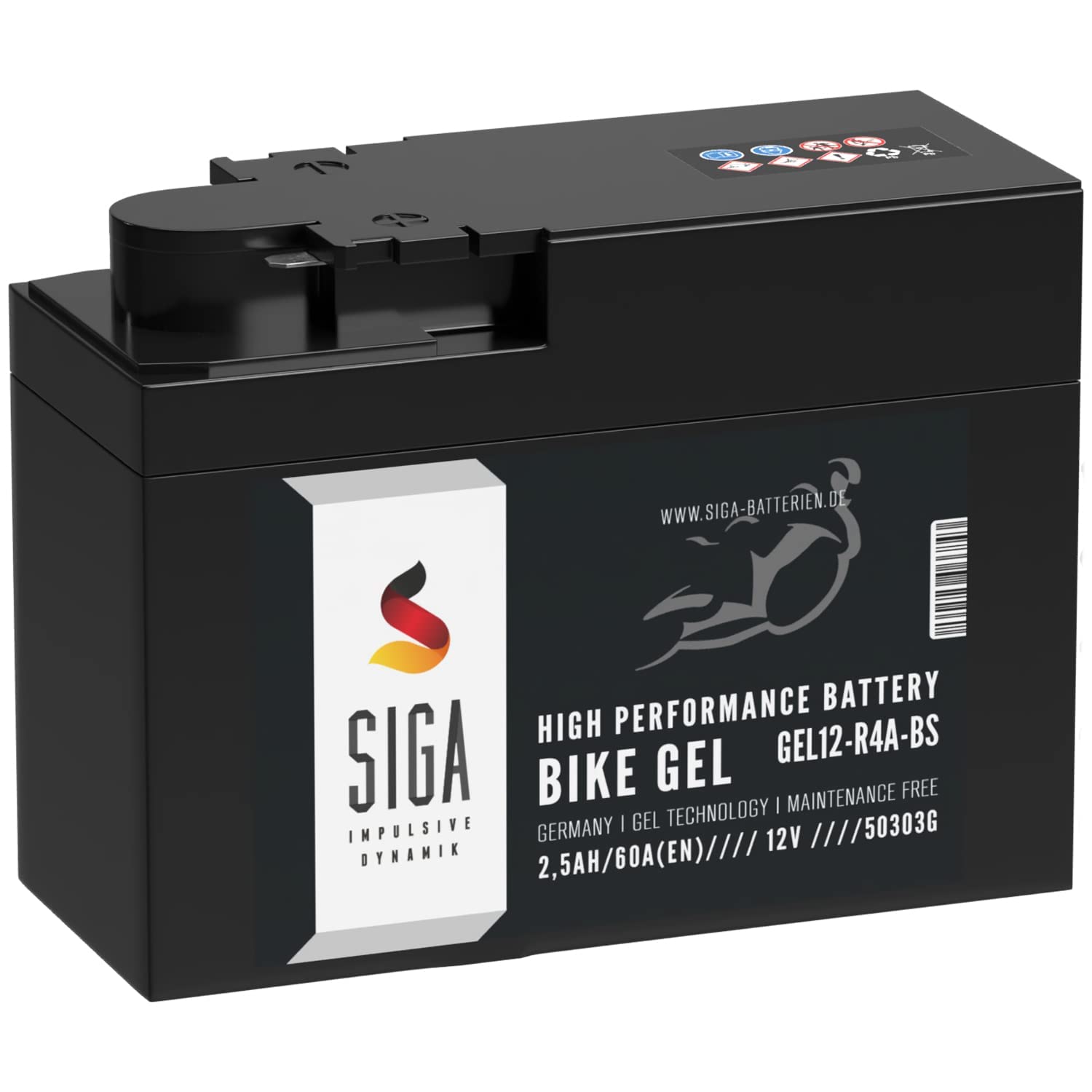 SIGA YTR4A-BS GEL Roller Batterie 12V 2,5Ah 60A/EN GEL12-R4A-BS GEL Batterie 12V Motorradbatterie entspricht 50303 ITX4A-BS YTX4A-BS auslaufsicher von SIGA IMPULSIVE DYNAMIK