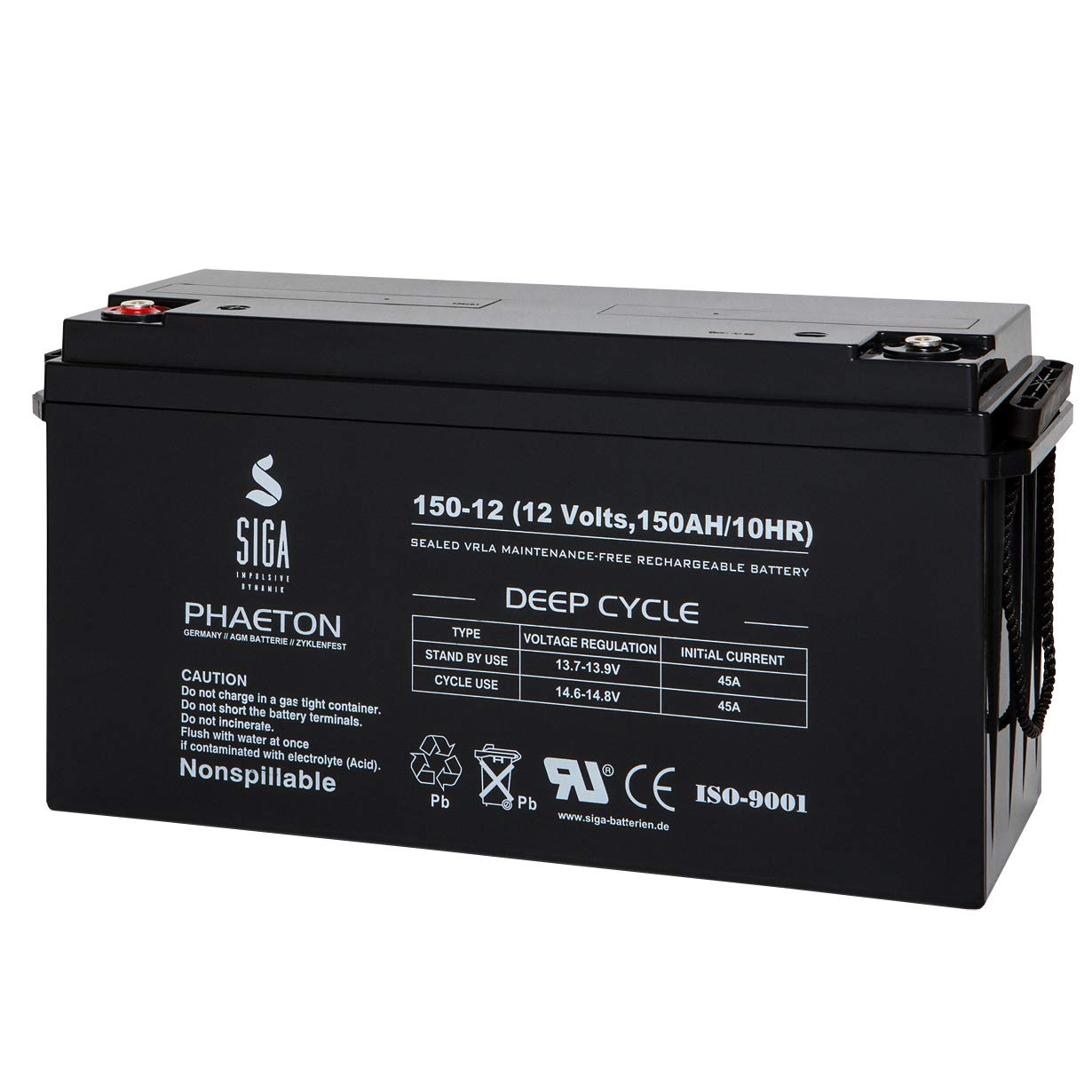 Solarakku 150Ah 12V AGM Gel Batterie Solarbatterie Wohnmobil Versorgungsbatterie extrem zyklenfest von SIGA IMPULSIVE DYNAMIK