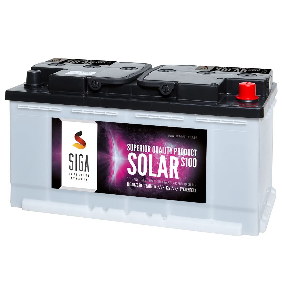 Solarbatterie 100Ah Versorgungsbatterie Wohnmobil Boots Batterie S100 Solarbatterie 100Ah Versorgungsbatterie Wohnmobil Boots Batterie S100 von SIGA IMPULSIVE DYNAMIK