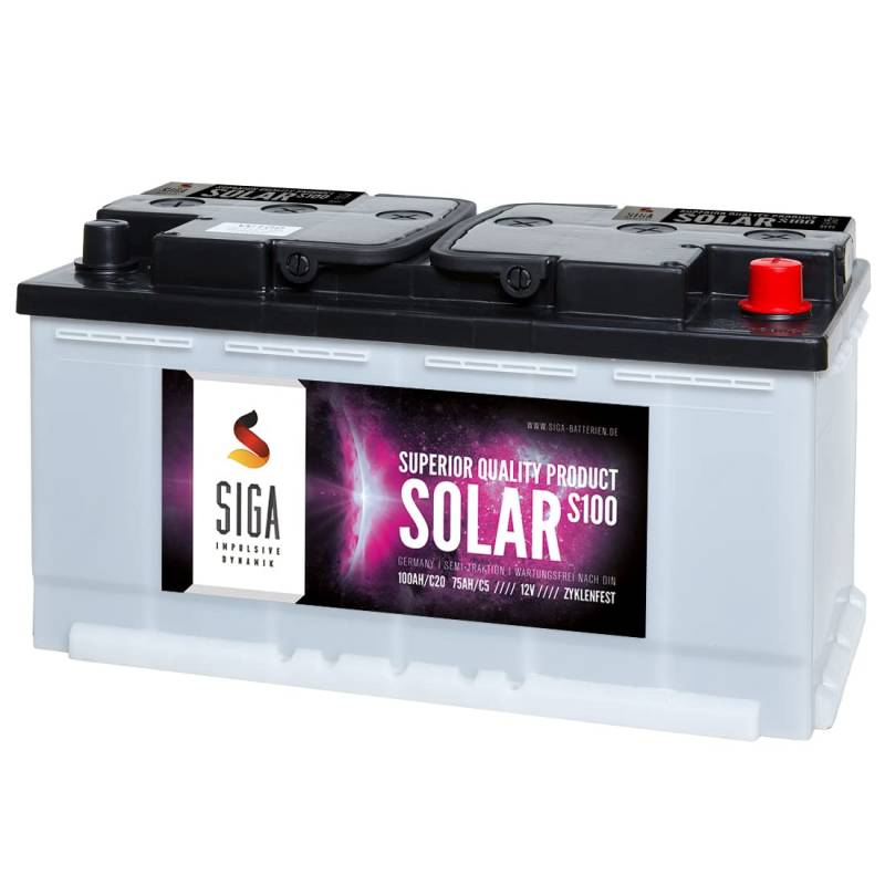 Solarbatterie 100Ah Versorgungsbatterie Wohnmobil Boots Batterie S100 von SIGA IMPULSIVE DYNAMIK