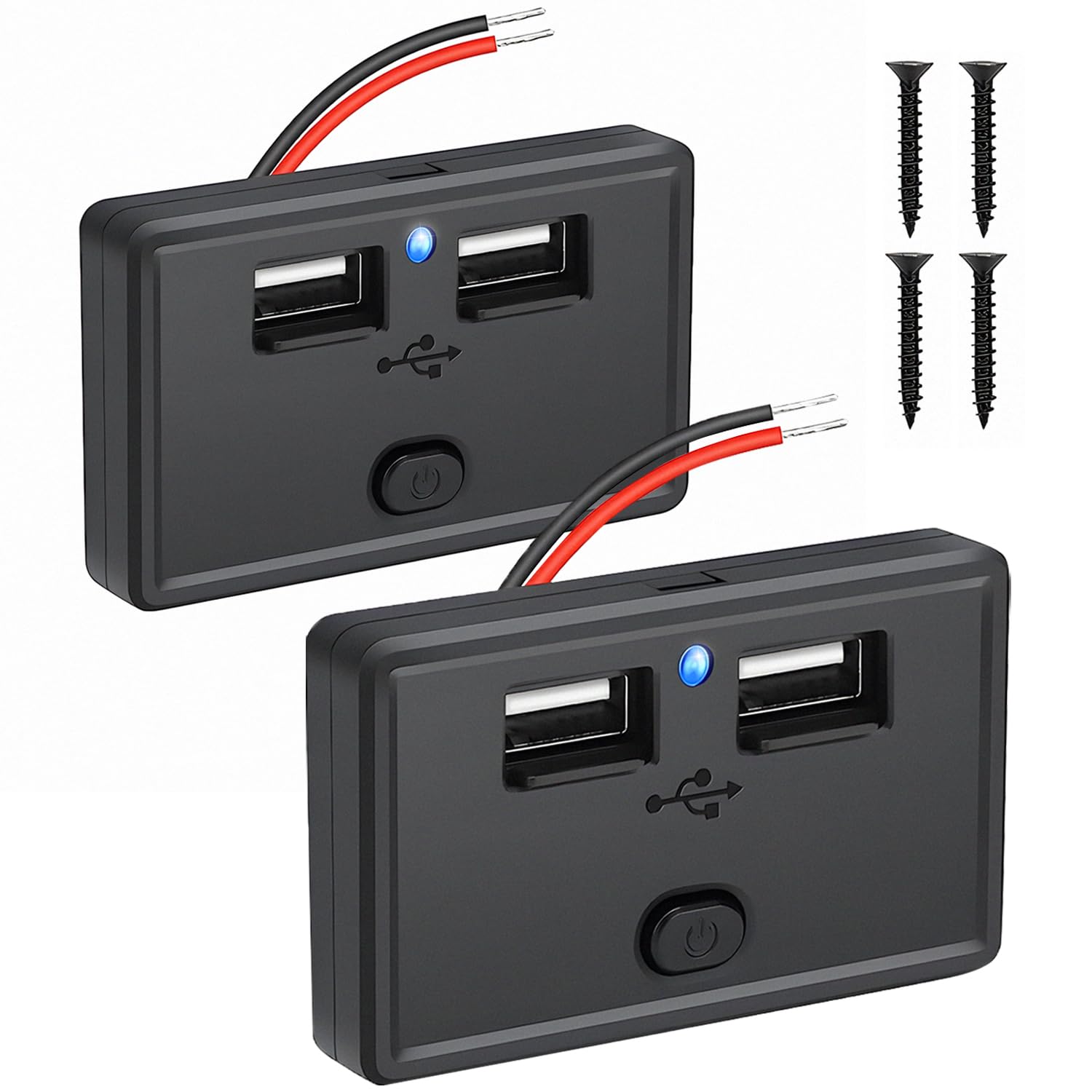 SIGANDG 2 PCS 4.8A Dual USB Auto-Steckdose, 12V/24V Wasserdicht USB Ladebuchse Panel mit ON/Off Schalter, für 12V Auto Bus ATV Schiff LKW SIGANDG 2 PCS 4.8A Dual USB Auto-Steckdose, 12V/24V Wasserdicht USB Ladebuchse Panel mit ON/Off Schalter, für 12V Auto Bus ATV Schiff LKW von SIGANDG