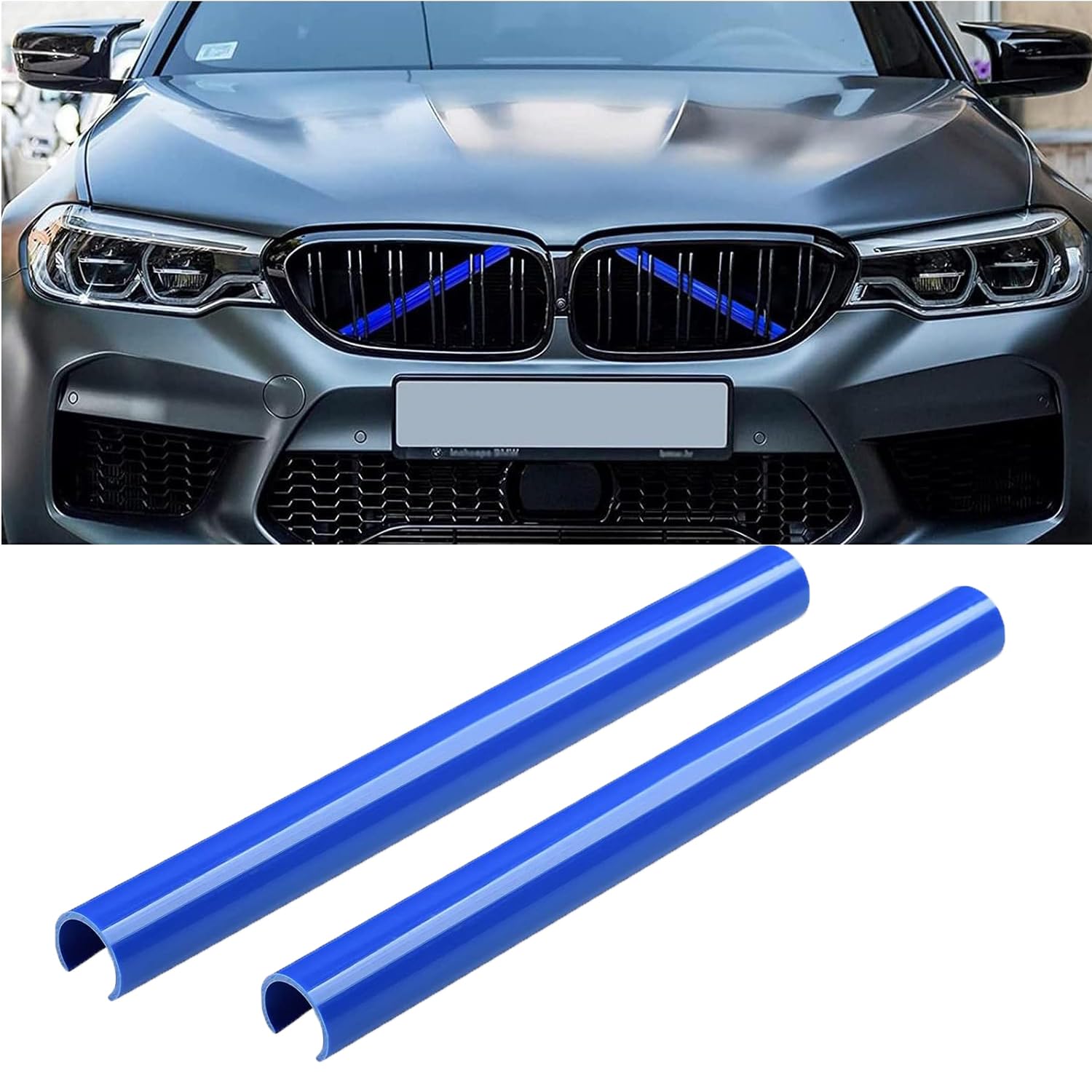 SIGANDG 2PCS Kühlergrill-Einsatz-Zierleisten, gestreift, Streifen Kühlergrill Einsätze Zierleiste, für BMW F20, F30, F21, F22, F23, F31, F32, F33, F34, F36, F40, F44（Blau） von SIGANDG