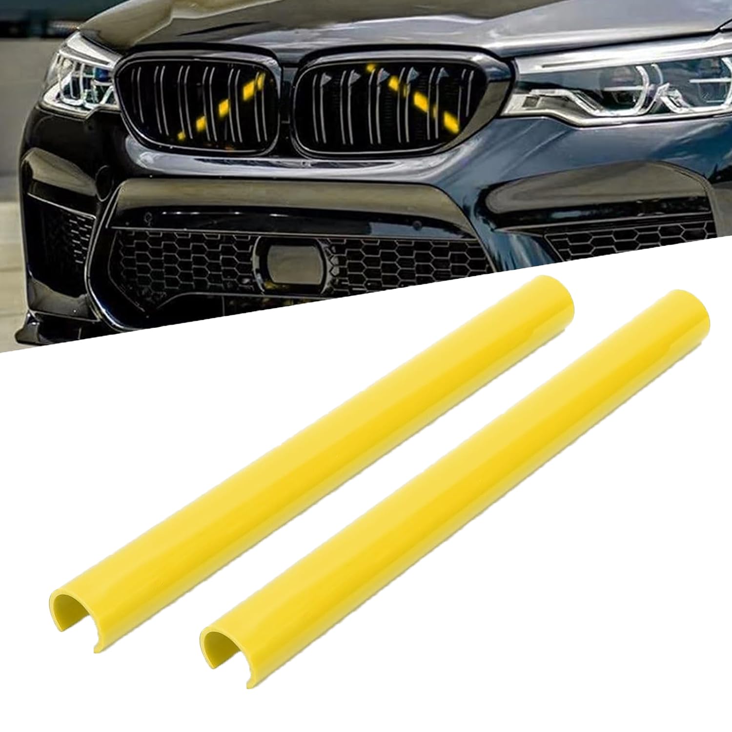 SIGANDG 2PCS Kühlergrill-Einsatz-Zierleisten, gestreift, Streifen Kühlergrill Einsätze Zierleiste, für BMW F20, F30, F21, F22, F23, F31, F32, F33, F34, F36, F40, F44（Gelb） von SIGANDG