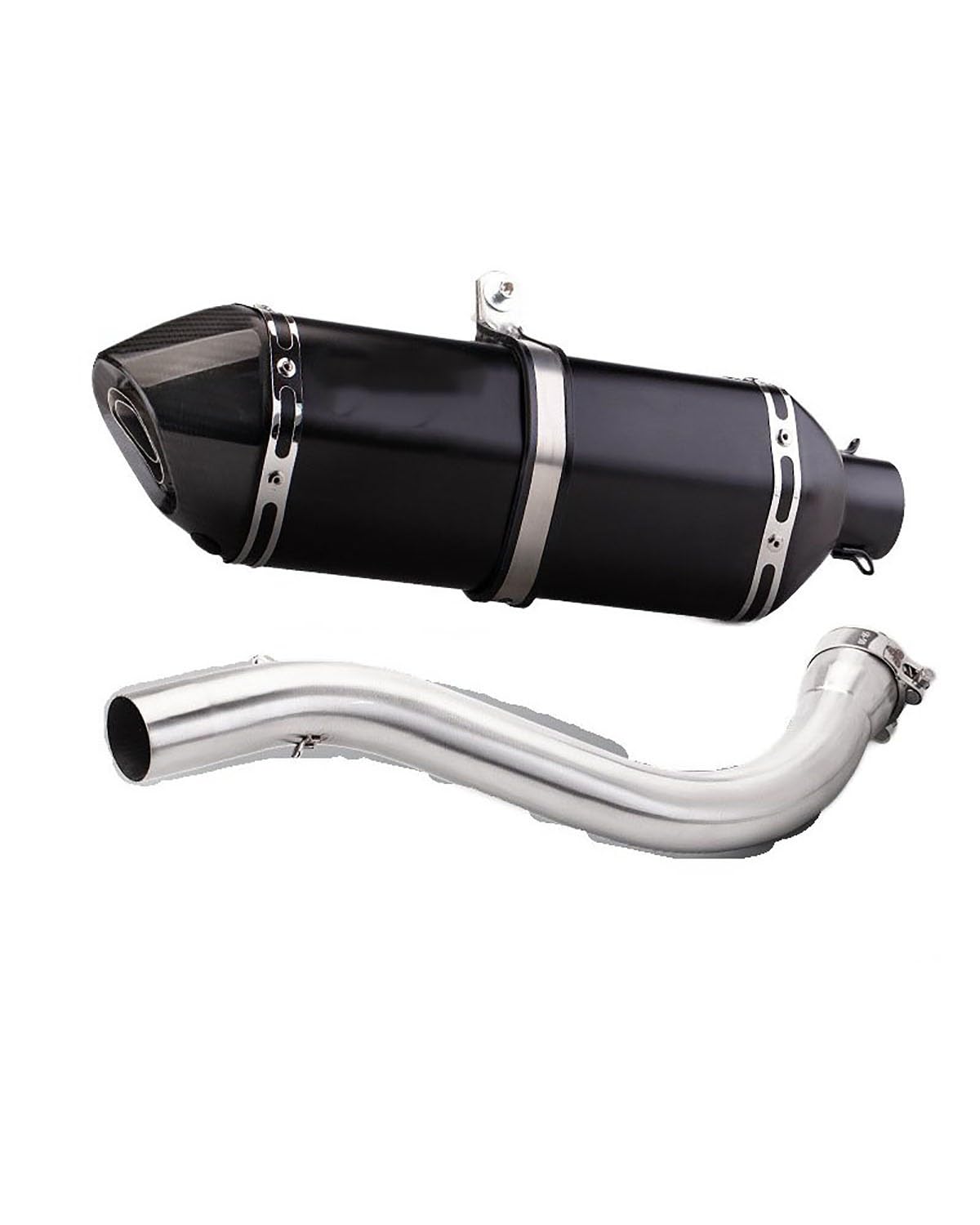 Auspuff Motorräder Für Benelli 752S Edelstahl-Trommellos-Mittelteil 470 Großes Sechseckiges Schräges Endrohr Motorrad-Auspuffanschluss(Black Body Carbon Head Set) von SIJYG1