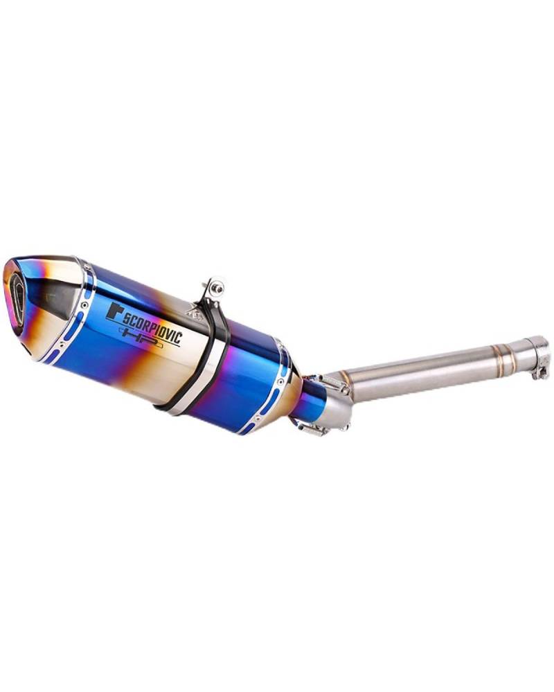 Auspuff Motorräder Für Hurricane 302 Motorrad Carbonfaser-Auspuff Edelstahl Mittelteil 470 Großes Sechseck-Endrohr Motorrad-Auspuffanschluss(Middle Section+Half Blue) von SIJYG1