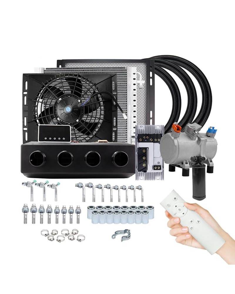 Klimakompressor Universeller 4-Loch-Auto-Elektro-Klimakompressor 12 V 24 V Für Auto-Van-Straßen-Klimaanlage Kompressor Klimaanlage(Single Cool 24V) von SIJYG1