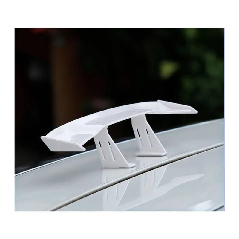 Spoiler Wing Auto Hinten Mini Spoiler Flügel Motorrad Kleine Modell Canard Tail Winglet ABS Carbon Look Für Universal Auto Heckspoiler(Weiß) von SIMBAE