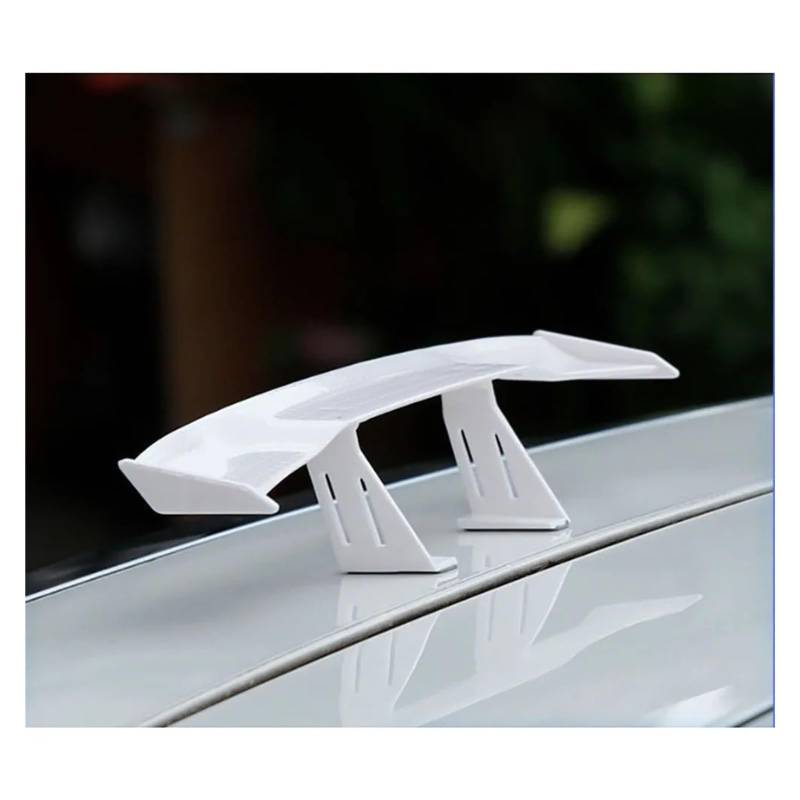 Spoiler Wing Auto Hinten Mini Spoiler Flügel Motorrad Kleine Modell Canard Tail Winglet ABS Carbon Look Für VW Universal Auto Heckspoiler(Weiß) von SIMBAE