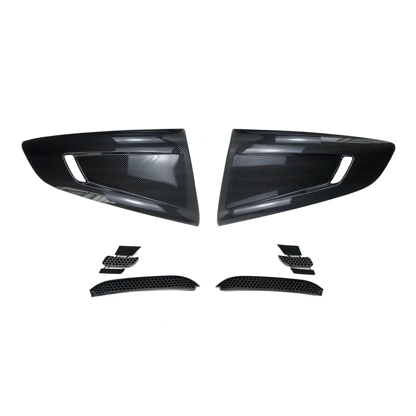 Spoiler Wing Auto Side Scoop Vent Louver Winodw Shutter Für Ford Für Mustang 2016-2022 Kotflügel Abdeckung Trim Zubehör Carbon Fiber Look Glänzend Schwarz Heckspoiler(Lover Window Carbon) von SIMBAE
