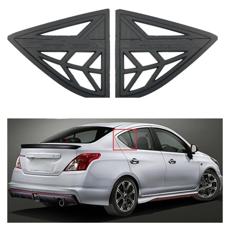 Spoiler Wing Auto Viertel Fensterläden Abdeckung Für Nissan Für Almera 2013-2020 ABS Hinten Seite Lamellen Air Vent Trim Zubehör Heckspoiler(Carbon Look) von SIMBAE