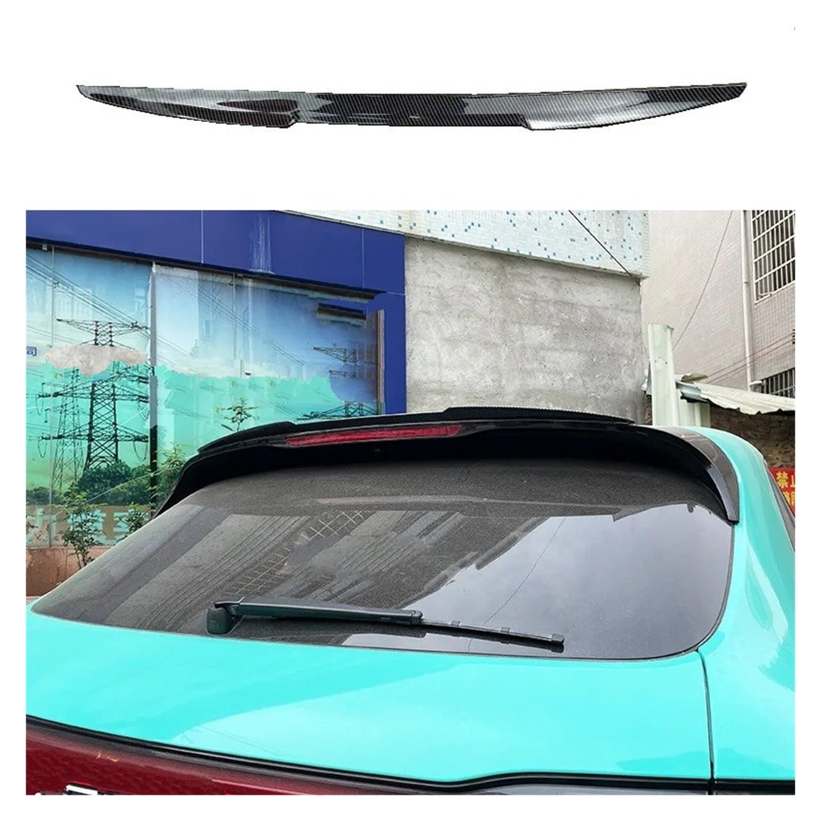 Spoiler Wing Für Cayenne Für Macan 2015 2016 2017 2018 2019 2020-2021 Dachspoiler ABS-Material Heckdachspoiler Body Kit Zubehör Styling Heckspoiler(Kohlefaser-Optik) von SIMBAE