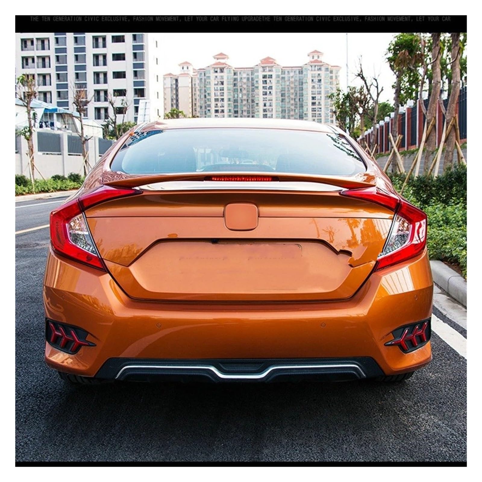 Spoiler Wing Für Civic 10. Generation 4-türige Limousine 2016–2021, ABS-Kunststoff, Unlackiert, Grundierung, Farbe, Heckspoiler, Dekoration Heckspoiler(Grey) von SIMBAE