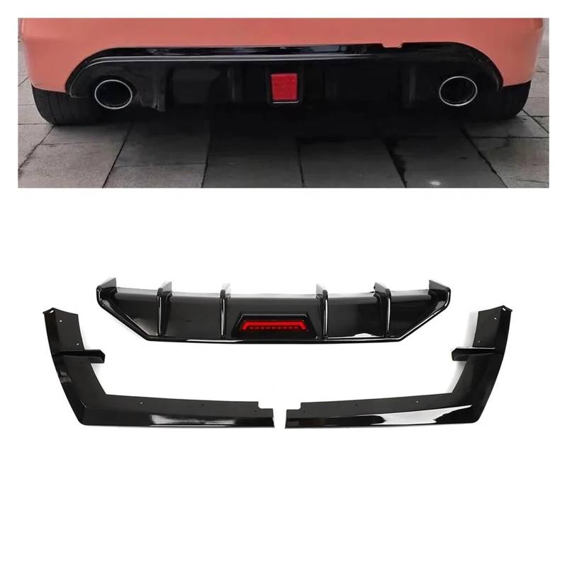 Spoiler Wing Für Hyundai Für Elantra CN7 2020 2021 2022 Heckstoßstange Diffusor Splitter Kinn Spoiler Auspuffrohr Bodykit Auto-Tuning-Zubehör Heckspoiler(Kohlefaser-Optik) von SIMBAE