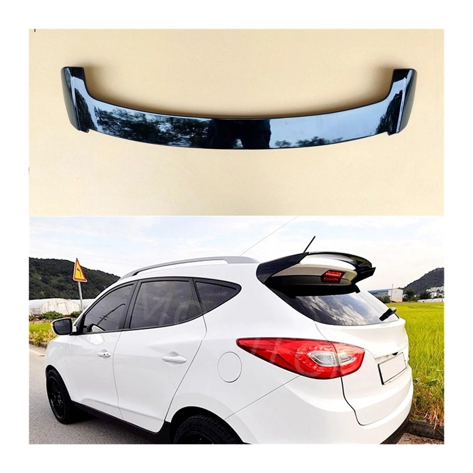 Spoiler Wing Für Hyundai IX35 2010-2017 Fließheckspoiler ABS-Kohlefaserfarbe Autoheckflügeldekoration Heckspoilerlippe Heckspoiler(Gloosy Black) von SIMBAE