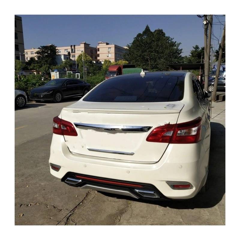 Spoiler Wing Für Nissan Für Sentra 2013-2019 Spoiler Sport ABS-Kunststoff Carbon Look Heckspoiler Heckspoiler Karosserie-Kit Zubehör Heckspoiler(Weiß) von SIMBAE