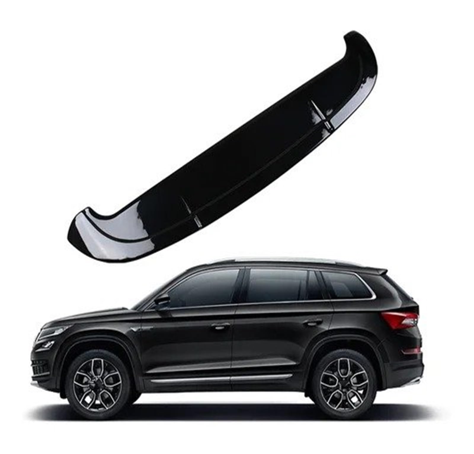 Spoiler Wing Für Skoda Für Kodiaq 2017 2018 2019 2020 2021 Auto Dekoration ABS Kunststoff Hinten Dach Flügel Spoiler Heckspoiler(Glossy Black) von SIMBAE
