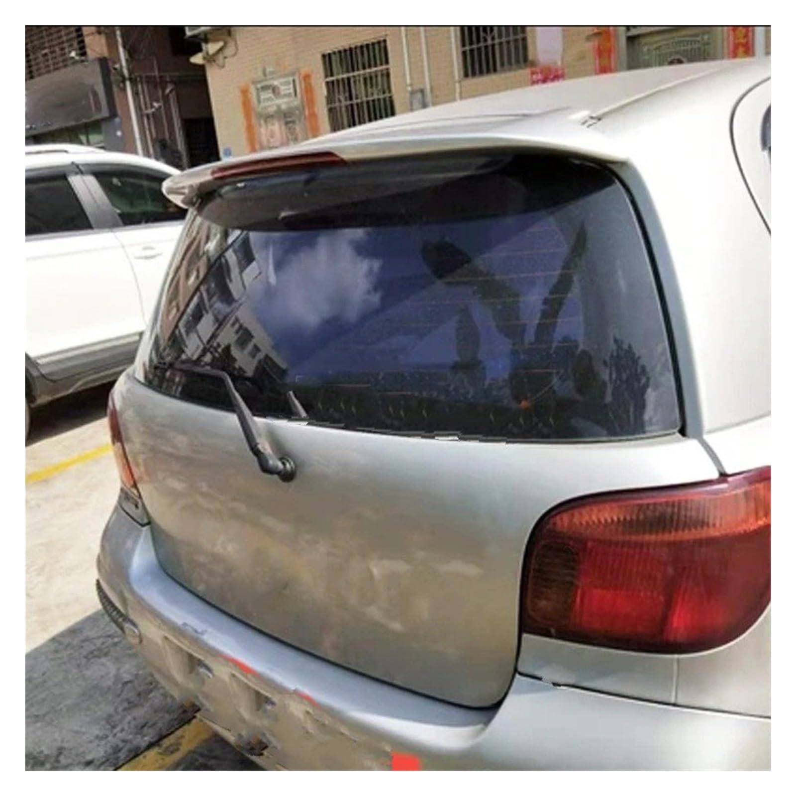 Spoiler Wing Für Toyota Für Vitz 2002-2013 Spoiler Heckklappe Auto Spoiler Flügel ABS Material Anpassen Farbe DIY Farbe Sport Auto Spoiler Heckspoiler(Silber) von SIMBAE
