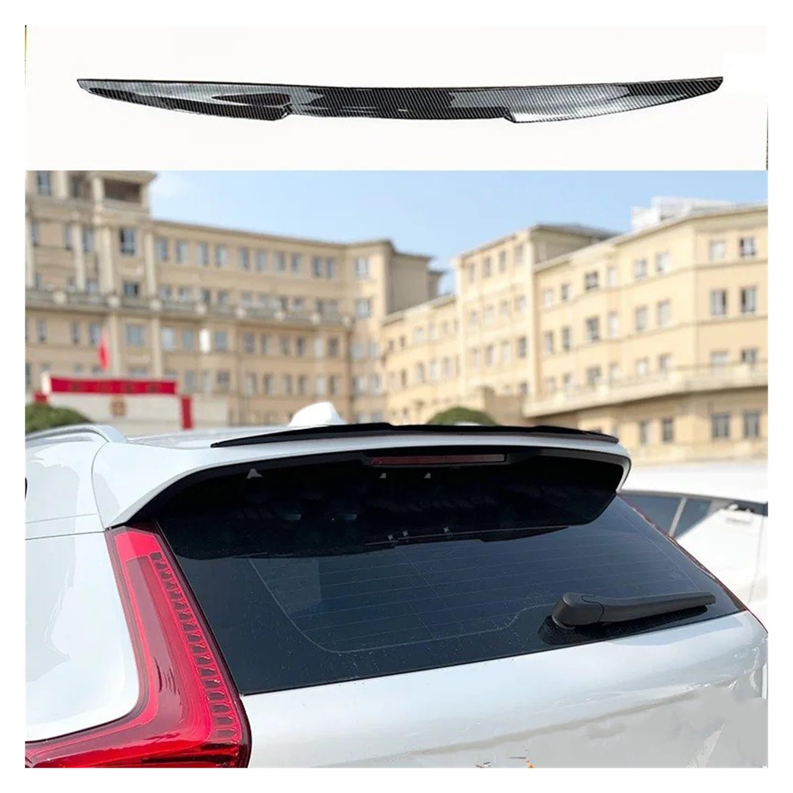 Spoiler Wing Für Volvo XC40 2020 2021 2022-2023 Fließheck Dachspoiler PU-Kunststoff Carbon Fiber Look Schwarz Heckflügel Body Kit Zubehör Styling Heckspoiler(Glossy Black) von SIMBAE