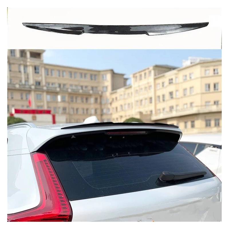 Spoiler Wing Für Volvo XC40 2020 2021 2022-2023 Fließheck Dachspoiler PU-Kunststoff Carbon Fiber Look Schwarz Heckflügel Body Kit Zubehör Styling Heckspoiler(Glossy Black) von SIMBAE