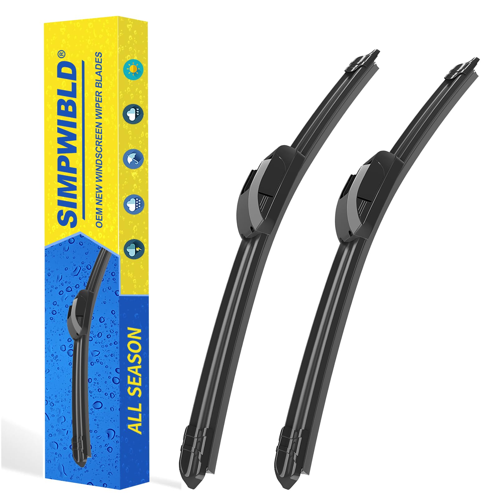 SIMPWIBLD Scheibenwischerblätter, Premium, für alle Jahreszeiten, langlebig, stabil und leise, OEM-Qualität, J-Haken, Frontscheibenwischer, 71,1 cm + 40,6 cm, 2 Stück SIMPWIBLD Scheibenwischerblätter, Premium, für alle Jahreszeiten, langlebig, stabil und leise, OEM-Qualität, J-Haken, Frontscheibenwischer, 71,1 cm + 40,6 cm, 2 Stück von SIMPWIBLD