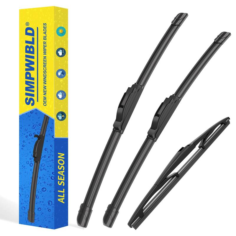 Scheibenwischer vorne + Heckwischerblätter 3 Scheibenwischer für Jeep Cherokee Modelle 2014-2021 OEM Qualität Original Style (66.0 cm + 45.7 cm + 35.6 cm 3 Stück) von SIMPWIBLD