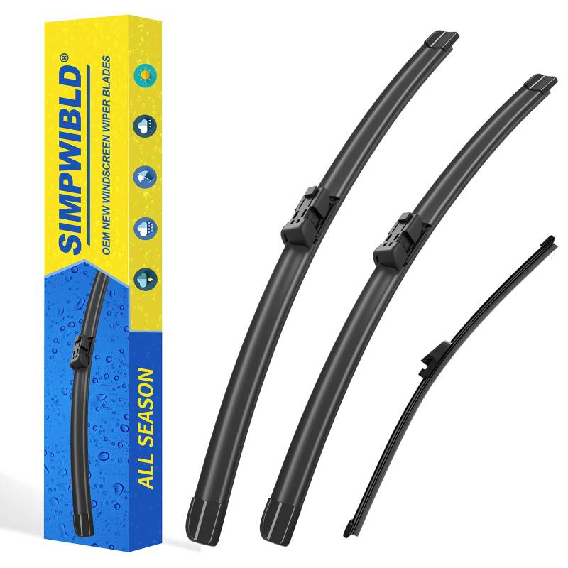 Scheibenwischer vorne + Heckwischerblätter 3 Scheibenwischer für Volkswagen Tiguan 2007-2017 OEM Qualität Original Style (61.0 cm + 53.3 cm + 33.0 cm 3 Stück) von SIMPWIBLD
