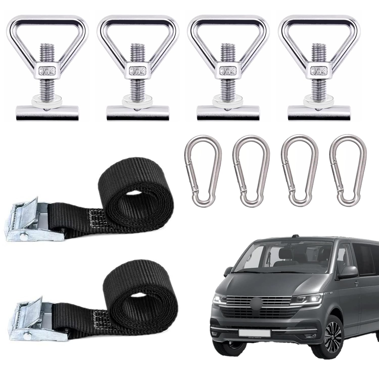 SIMTWO 10 Stück Zurrösen zur Ladungssicherung Set Kompatibel mit VW T5 T6 T6.1, M10 Edelstahl Zurrösen für VW T5/T6 Dach-Schienen, Ladungssicherung Set mit 4er Karabinerhaken 2er Spanngurte Kurz SIMTWO 10 Stück Zurrösen zur Ladungssicherung Set Kompatibel mit VW T5 T6 T6.1, M10 Edelstahl Zurrösen für VW T5/T6 Dach-Schienen, Ladungssicherung Set mit 4er Karabinerhaken 2er Spanngurte Kurz von SIMTWO