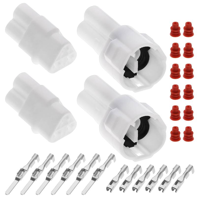 SING F LTD 2 Sets 3-poliges Motorrad-Stecker-Set, kompatibel mit Sumitomo-Stecker, kompatibel mit Yamaha, kompatibel mit Kawasaki, 3-poliger Weg, männlich, weiblich, Automobilstecker von SING F LTD