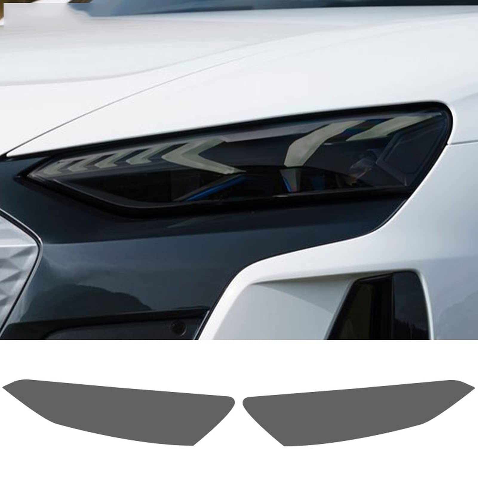 2 Stück Auto Scheinwerfer Schutzfolie Frontlicht Transparent Geräuchert Schwarz TPU Aufkleber, Für Audi E-tron GT RS Quattro 2021 2022 - von SIQII