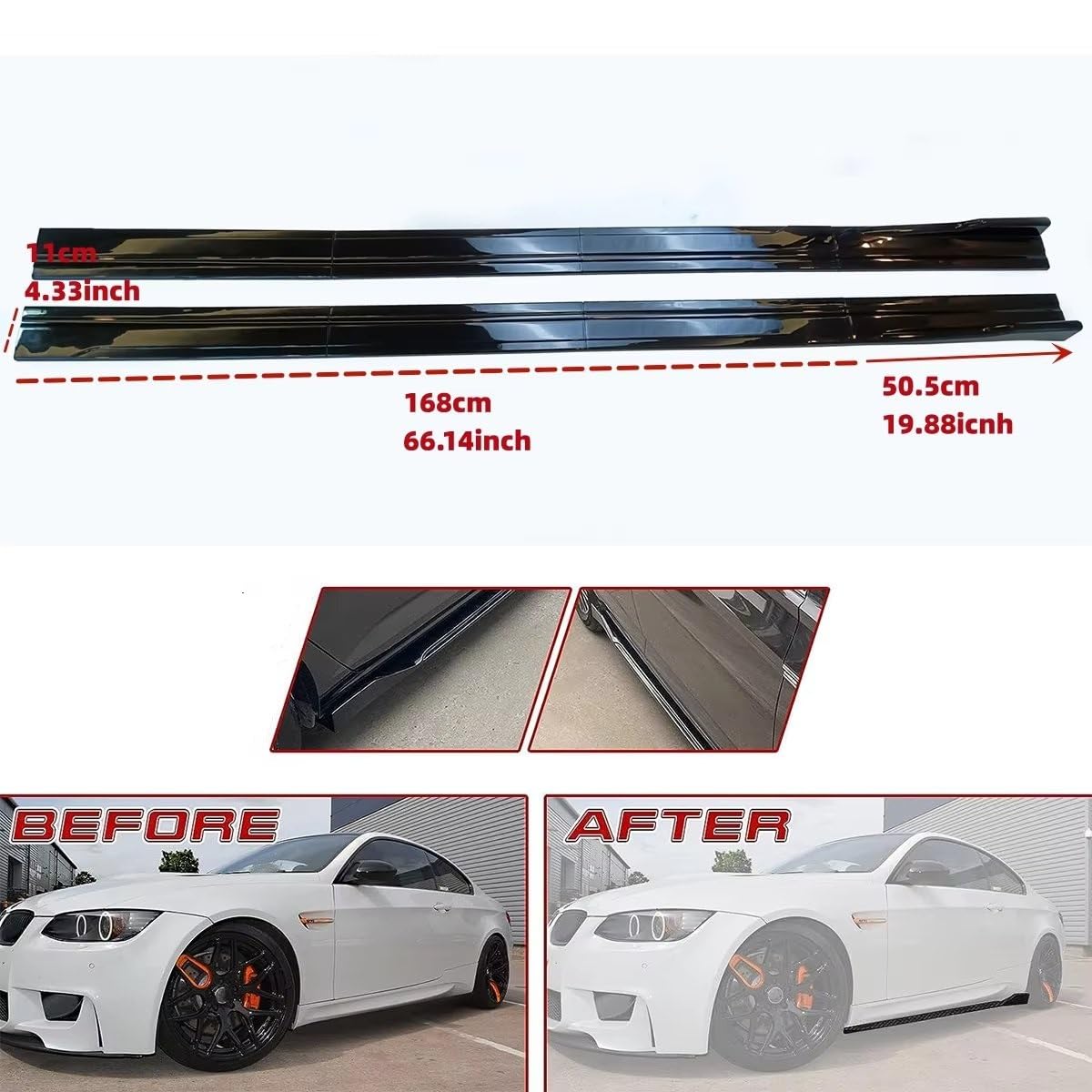 Auto Frontstoßstange Frontspoiler Für Universal Auto Seitenschweller 8 Stück Winglet Splitter Lip Side Spoiler Auto Spoiler Canards Zubehör Dekorative Lip Spoiler Wing Aufkleber(Red) von SISAWUEU