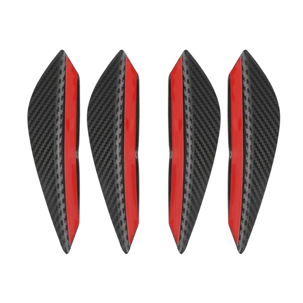 Auto Frontstoßstange Frontspoiler Universal 4/6 Stücke Fit Auto Vorderen Stoßfänger Lip Diffusor Splitter Flossen Körper Spoiler Canards Kinn Auto Tuning Canard Faser Dekor(4PCS Fiber) von SISAWUEU