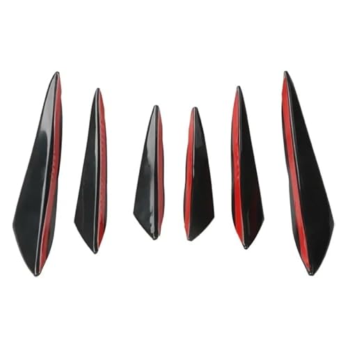 Auto Frontstoßstange Frontspoiler Universal 4/6 Stücke Front Stoßstange Lip Dekoration Diffusor Splitter Flossen Körper Spoiler Canards Valence Kinn Auto Tuning Canard Decor(6PCS Black) von SISAWUEU