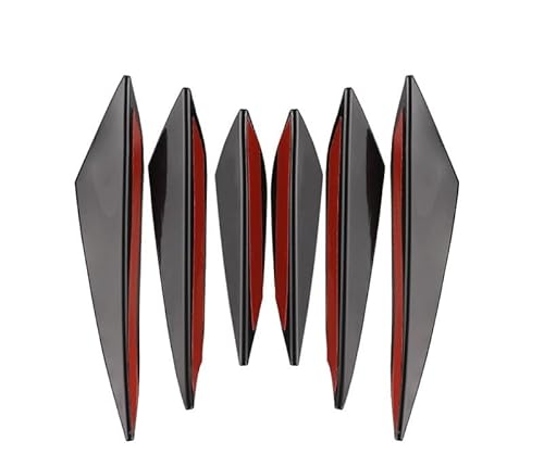 Auto Frontstoßstange Frontspoiler Universal 4/6 Stücke Front Stoßstange Lip Dekoration Diffusor Splitter Flossen Körper Spoiler Canards Valence Kinn Auto Tuning Canard Decor(6PCS Black) von SISAWUEU