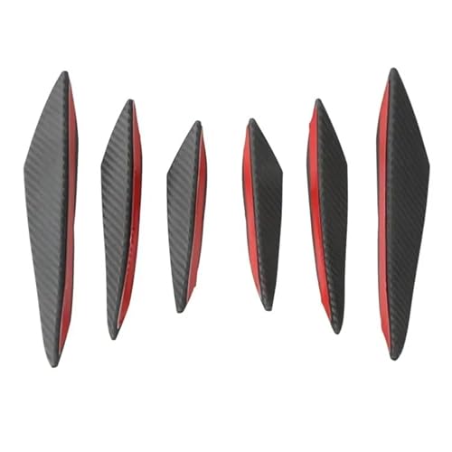 Auto Frontstoßstange Frontspoiler Universal 4/6 Stücke Front Stoßstange Lip Dekoration Diffusor Splitter Flossen Körper Spoiler Canards Valence Kinn Auto Tuning Canard Decor(6PCS Fiber) von SISAWUEU