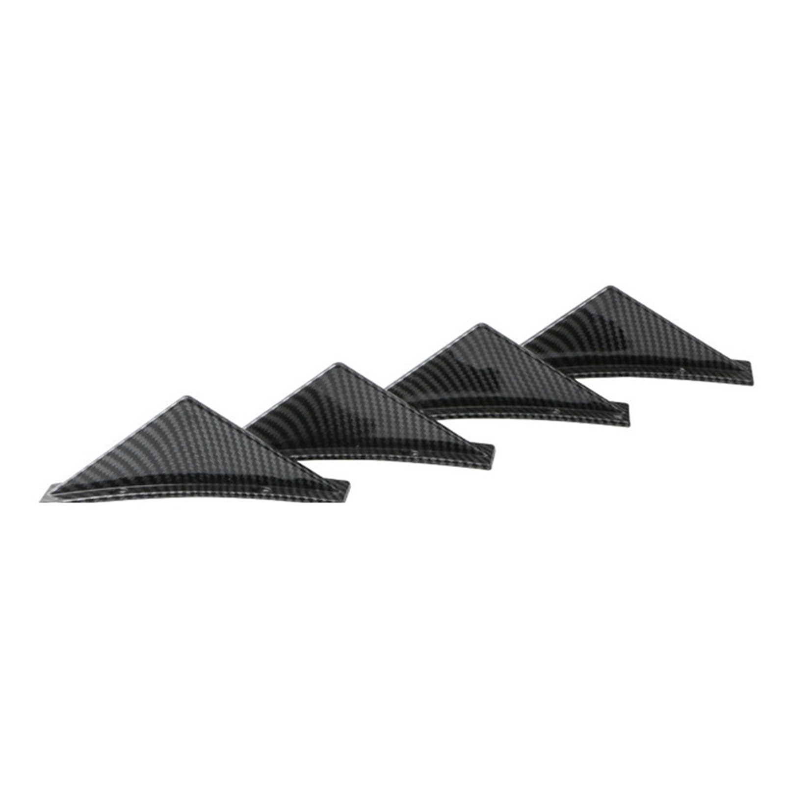 Auto Frontstoßstange Frontspoiler Universal 4 Stücke Auto Heckstoßstange Lip Diffusor Shark Fins Canards Auto Spoiler Splitter Schwarz ABS Anti Kollision Zubehör(Curved) von SISAWUEU