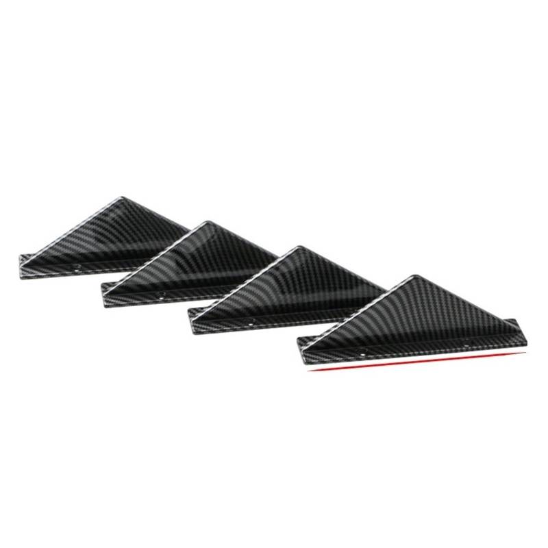 Auto Frontstoßstange Frontspoiler Universal 4 Stücke Auto Heckstoßstange Lip Diffusor Shark Fins Canards Auto Spoiler Splitter Schwarz ABS Anti Kollision Zubehör(Flat) von SISAWUEU