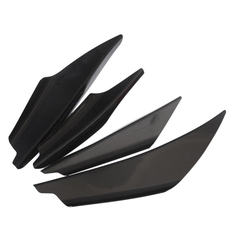 Auto Frontstoßstange Frontspoiler Universal 4Pcs Auto Front Stoßstangen Spoiler Set Streifen Faser Auto Front Stoßstange Körper Lip Canards Splitter Trim Kits Auto Zubehör(Black) von SISAWUEU