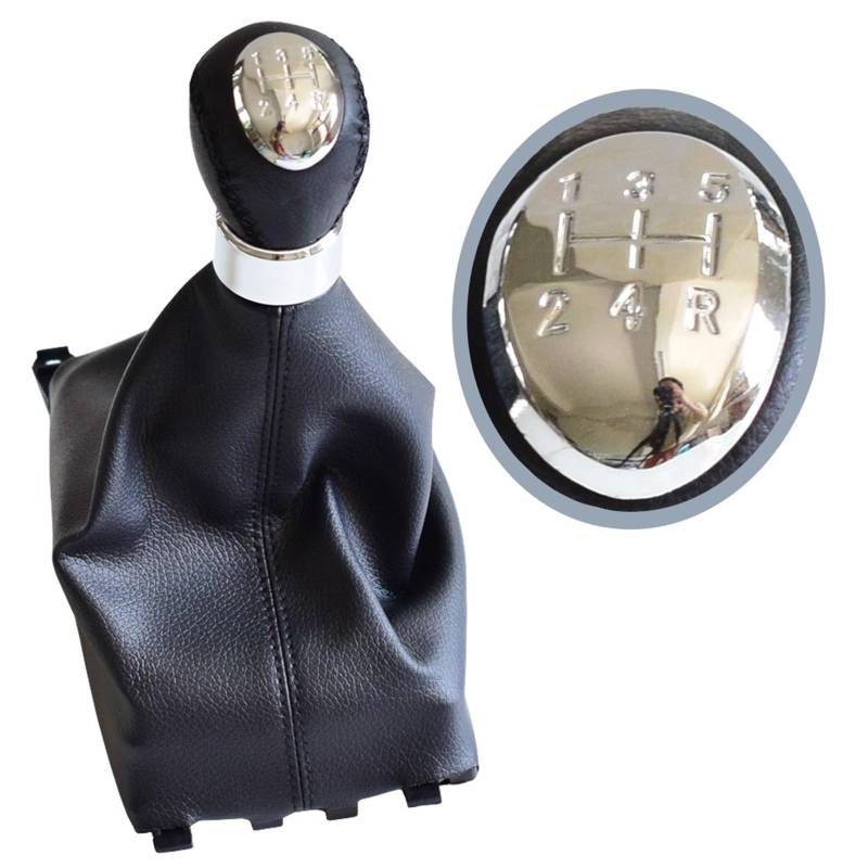 Manuell Schaltknauf 5/6 Gang Chrom Auto MT Schaltknauf Hebel HeadBall Shifter Gamasche Manschette Kompatibel Mit Mazda 6 2002 2004 2005 2006 2007(5 Speed-Boot) von SISAWUEU