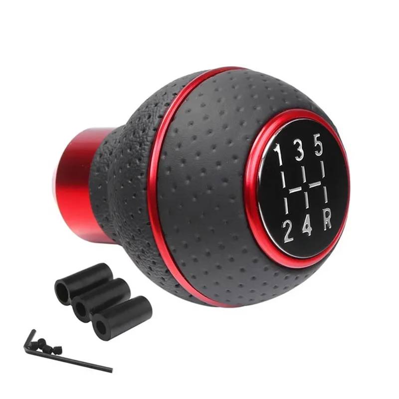 Manuell Schaltknauf 5-Gang-Universal-Auto-Schaltknauf Für Schaltgetriebe Und Aluminium-Basis-Autoknauf. 1-teiliges Schalthebel-Tuning(5 Speed red Ring) von SISAWUEU