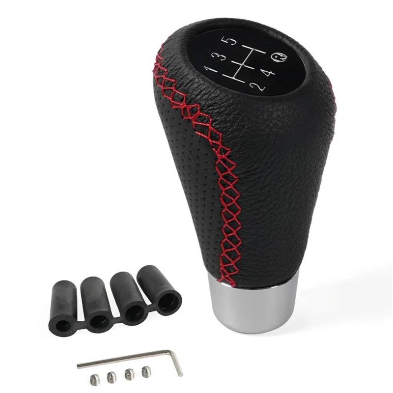Manuell Schaltknauf Universal 5 Geschwindigkeit PU Schaltknauf Manuelle Rot Stich Auto Schalthebel Shifter Hebel Griff Manuelle Übertragung SFN179(Red) von SISAWUEU